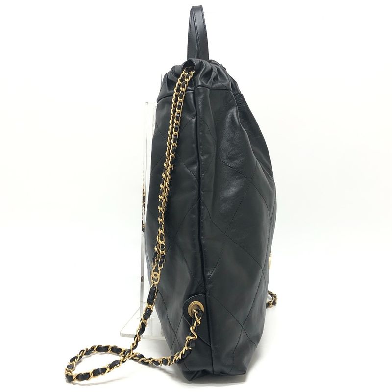 Chanel Backpack Sac 22 Chain As3313 Leather Black