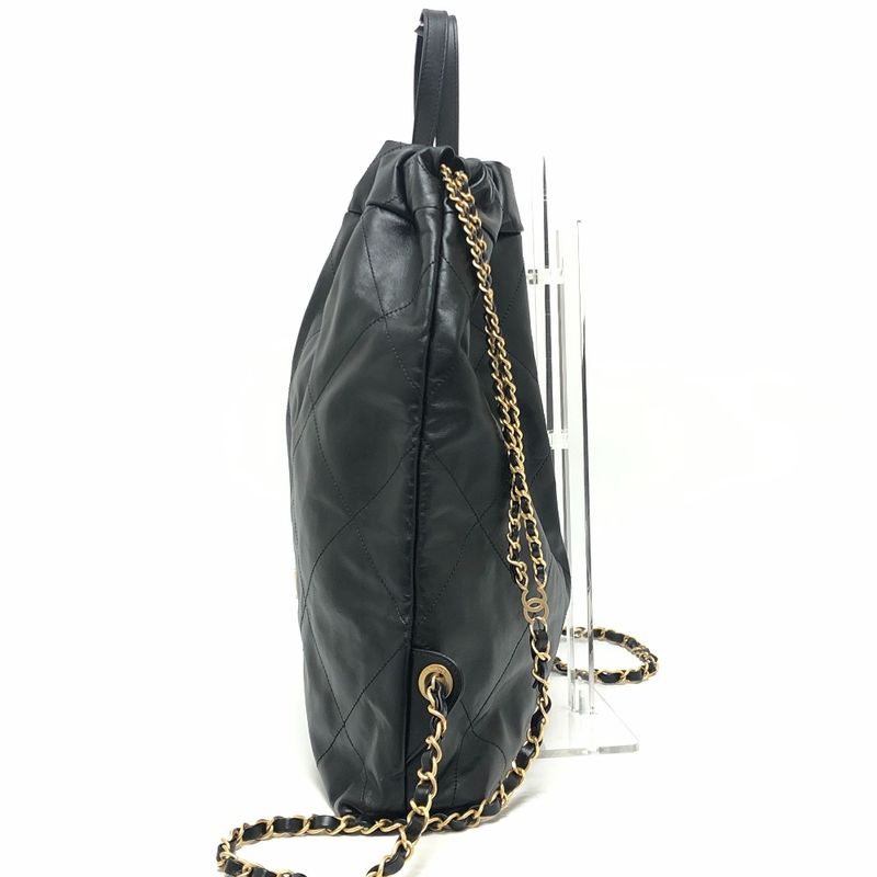 Chanel Backpack Sac 22 Chain As3313 Leather Black