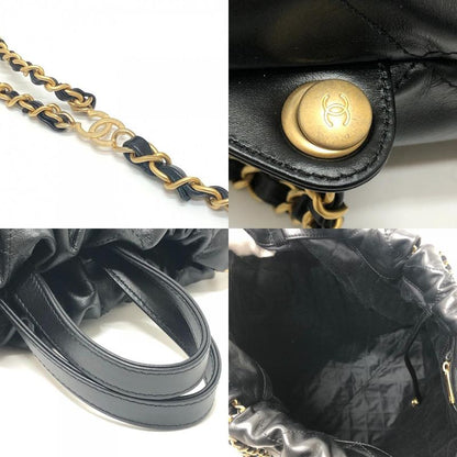 Chanel Backpack Sac 22 Chain As3313 Leather Black