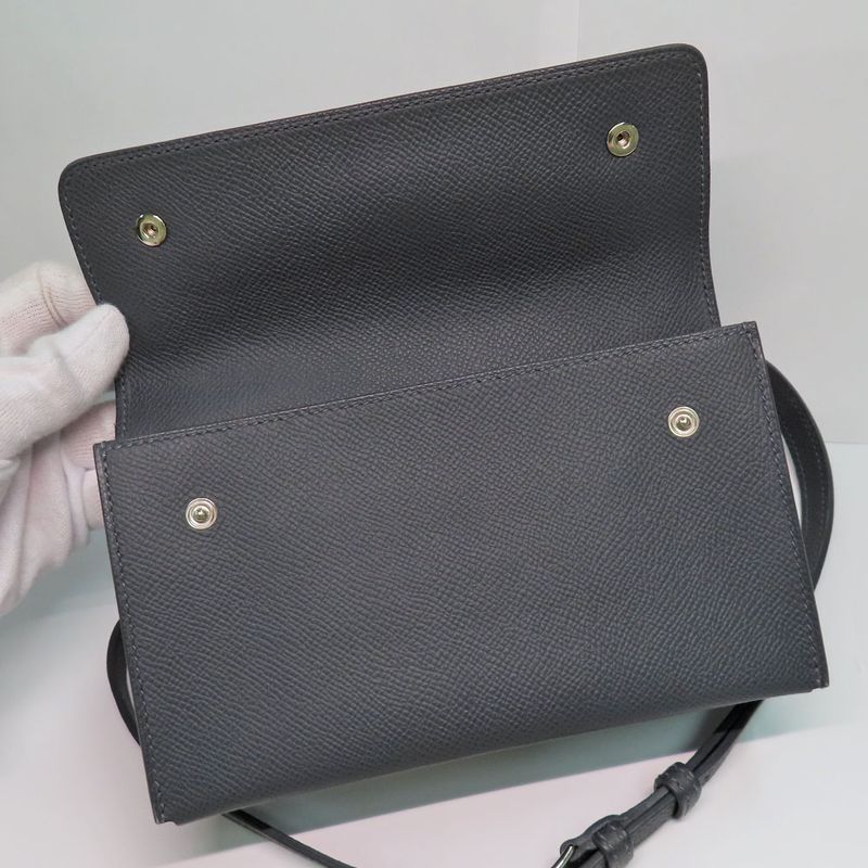 Hermes Nap To-go- Ardoise Epson W Engraved Shoulder Bag Wallet