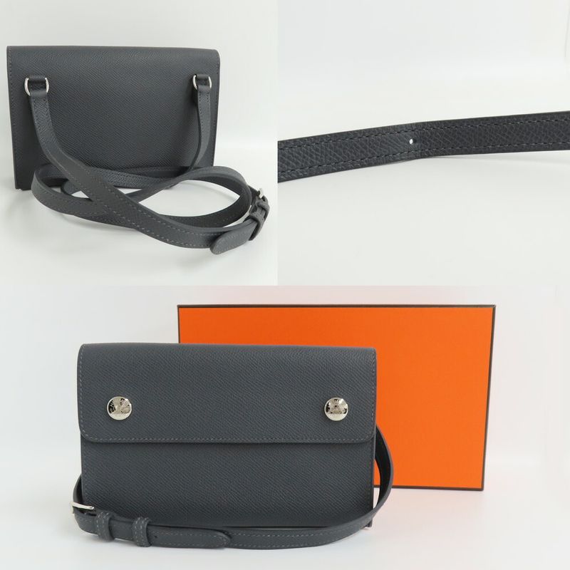 Hermes Nap To-go- Ardoise Epson W Engraved Shoulder Bag Wallet