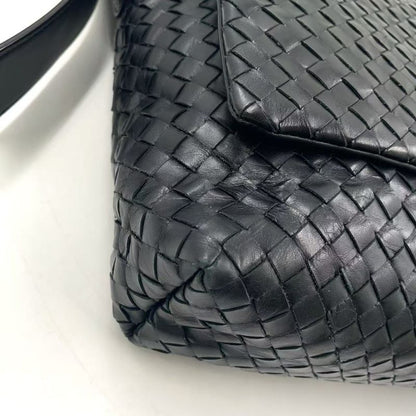 Bottega Veneta Intrecciato Leather Black Shoulder Bag Black