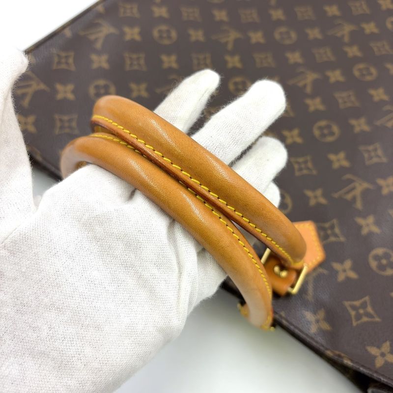 Louis Vuitton Sac Plastic Monogram Handbag Leather ×pvc Brown Tote Bag Gold