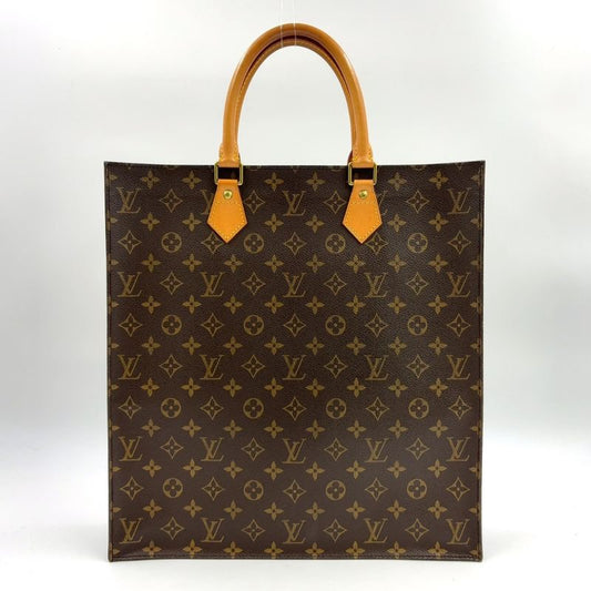 Louis Vuitton Sac Plastic Monogram Handbag Leather ×pvc Brown Tote Bag Gold