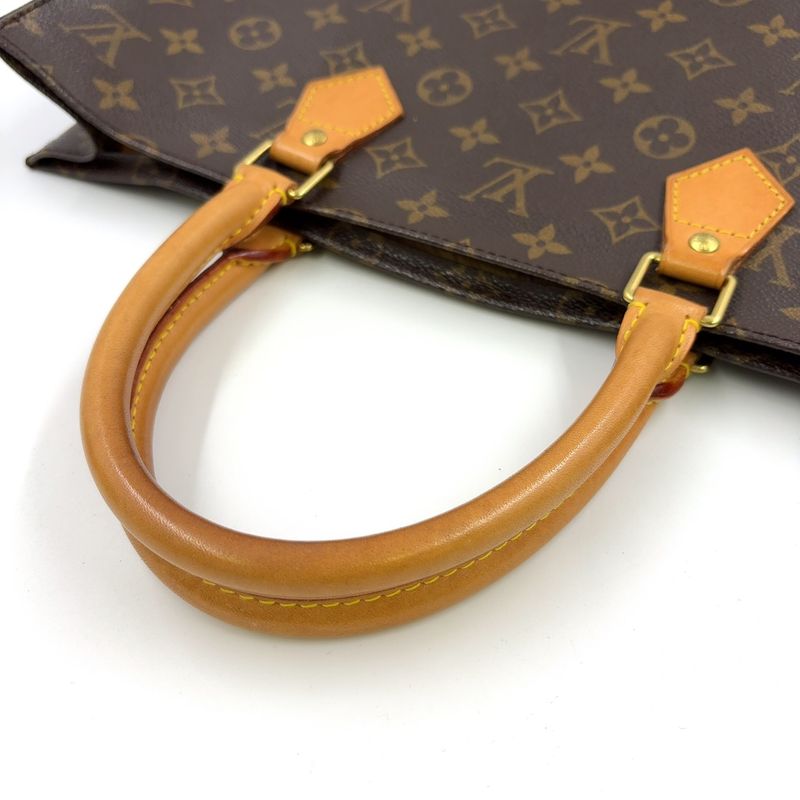 Louis Vuitton Sac Plastic Monogram Handbag Leather ×pvc Brown Tote Bag Gold