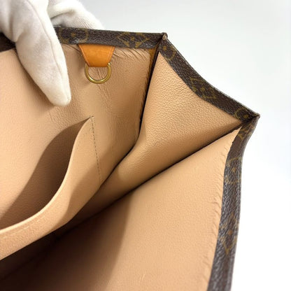 Louis Vuitton Sac Plastic Monogram Handbag Leather ×pvc Brown Tote Bag Gold