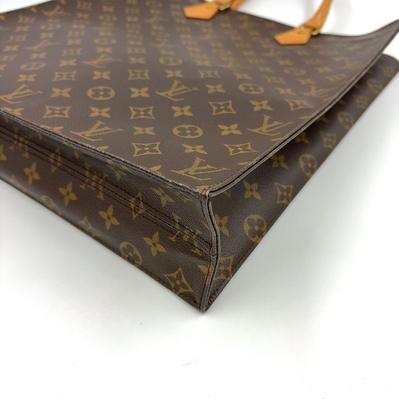 Louis Vuitton Sac Plastic Monogram Handbag Leather ×pvc Brown Tote Bag Gold