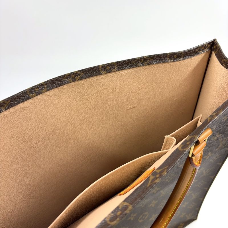 Louis Vuitton Sac Plastic Monogram Handbag Leather ×pvc Brown Tote Bag Gold