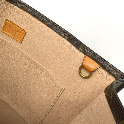 Louis Vuitton Sac Plastic Monogram Handbag Leather ×pvc Brown Tote Bag Gold