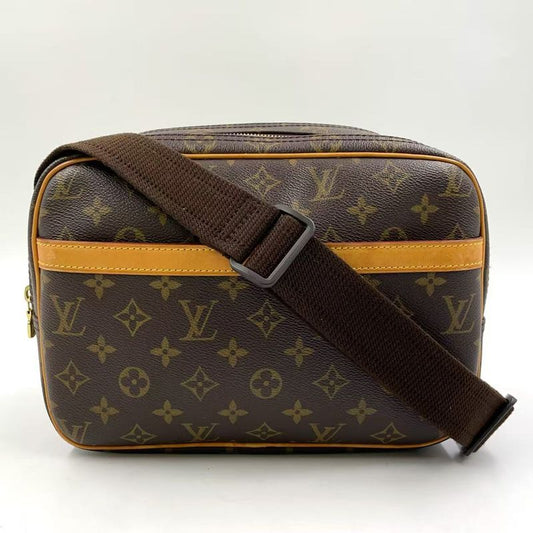 Louis Vuitton Reporter PM Monogram Leather × PVC Brown Shoulder Bag Gold M45254