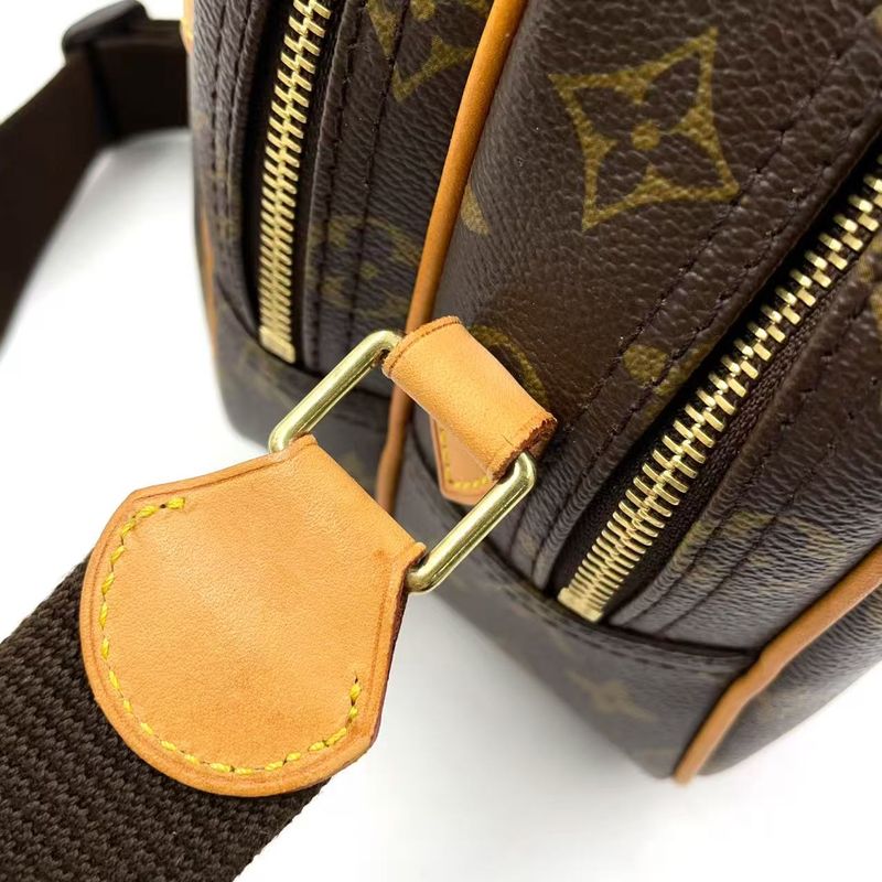 Louis Vuitton Reporter PM Monogram Leather × PVC Brown Shoulder Bag Gold M45254