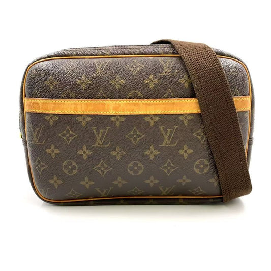 Louis Vuitton Reporter PM Monogram Leather × PVC Brown Shoulder Bag Gold M45254