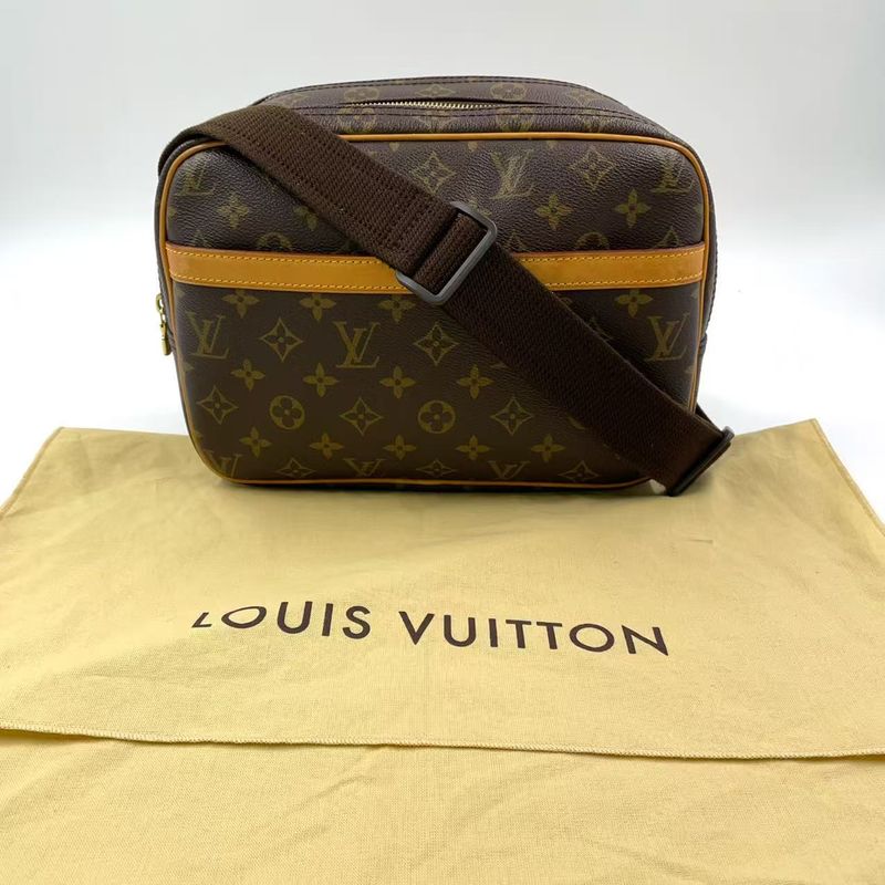 Louis Vuitton Reporter PM Monogram Leather × PVC Brown Shoulder Bag Gold M45254
