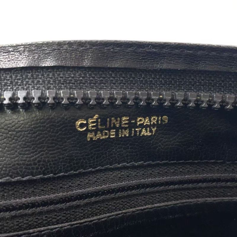 Celine Macadam Pattern Leather X Canvas Black Clutch Bag Gold