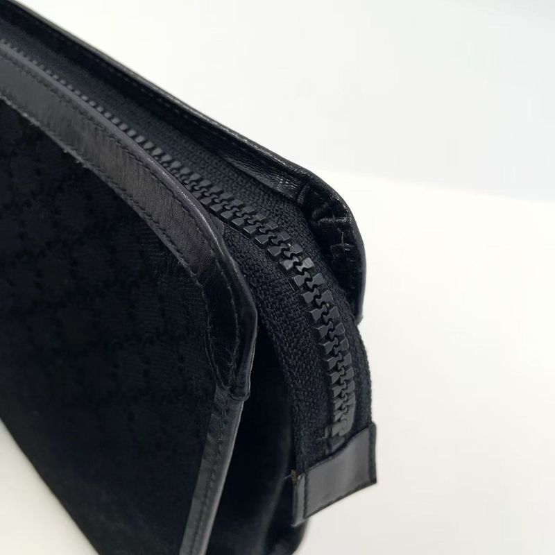 Celine Macadam Pattern Leather X Canvas Black Clutch Bag Gold