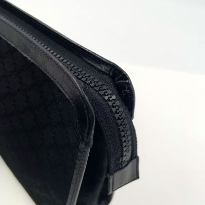 Celine Macadam Pattern Leather X Canvas Black Clutch Bag Gold