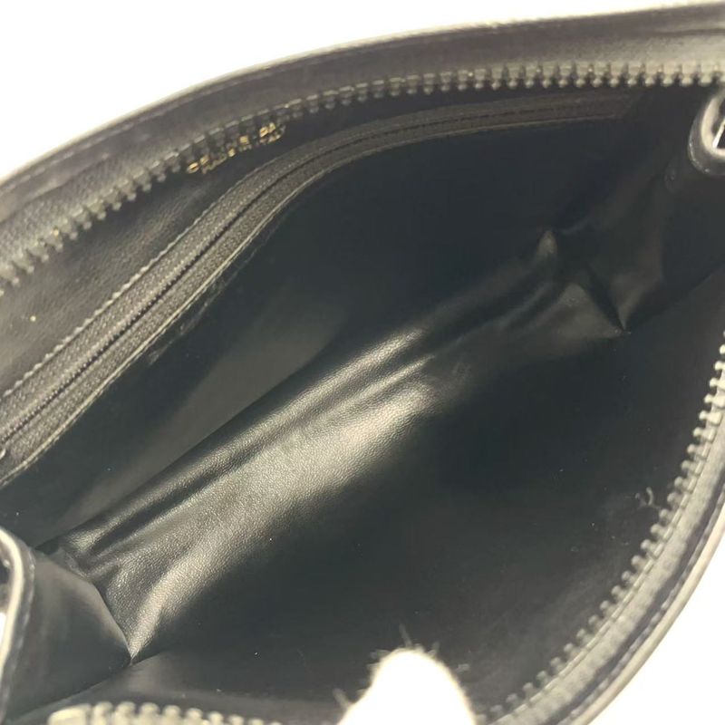 Celine Macadam Pattern Leather X Canvas Black Clutch Bag Gold