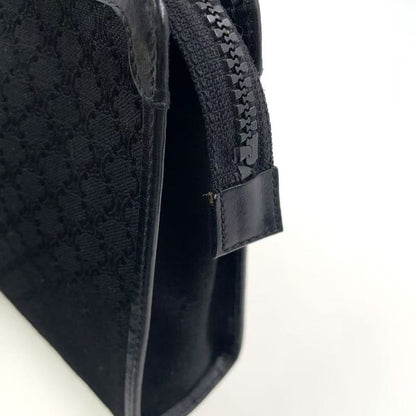 Celine Macadam Pattern Leather X Canvas Black Clutch Bag Gold