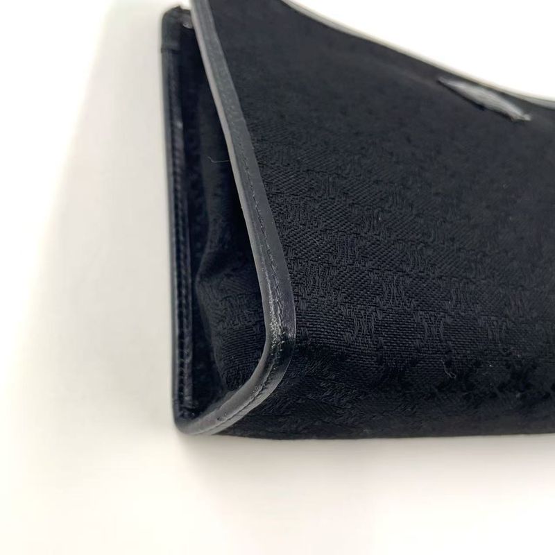 Celine Macadam Pattern Leather X Canvas Black Clutch Bag Gold