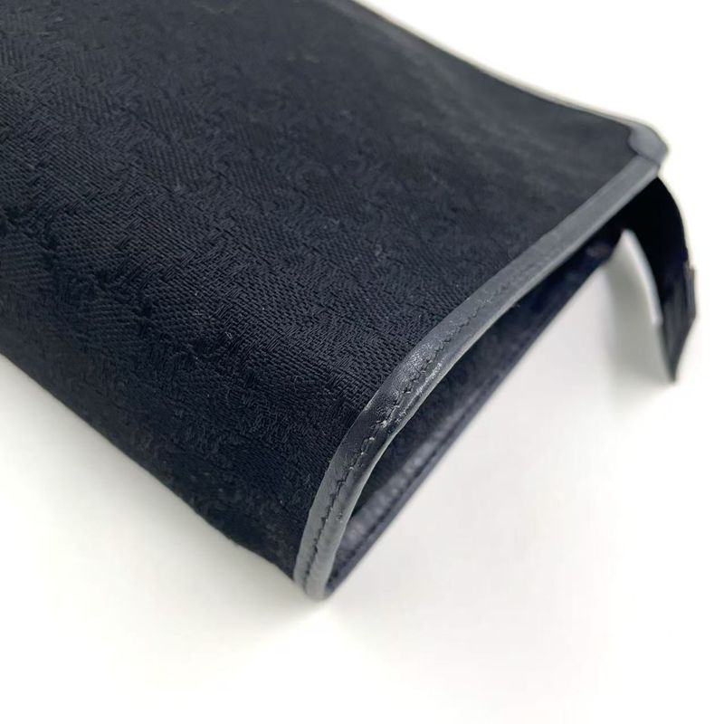 Celine Macadam Pattern Leather X Canvas Black Clutch Bag Gold