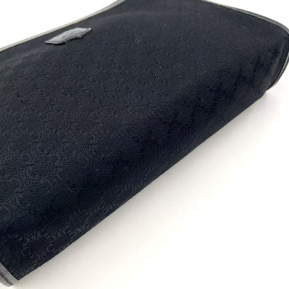 Celine Macadam Pattern Leather X Canvas Black Clutch Bag Gold