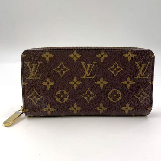Louis Vuitton Zippy Wallet Monogram PVC Brown Round Zipper Long Wallet Gold