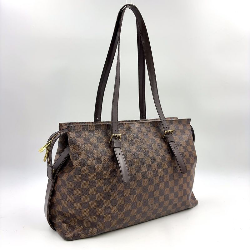 Louis Vuitton Chelsea Damier Ebene Damier Ebene Shoulder Bag Leather ×pvc Brown