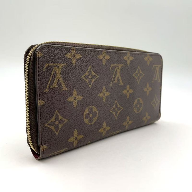 Louis Vuitton Zippy Wallet Monogram PVC Brown Round Zipper Long Wallet Gold