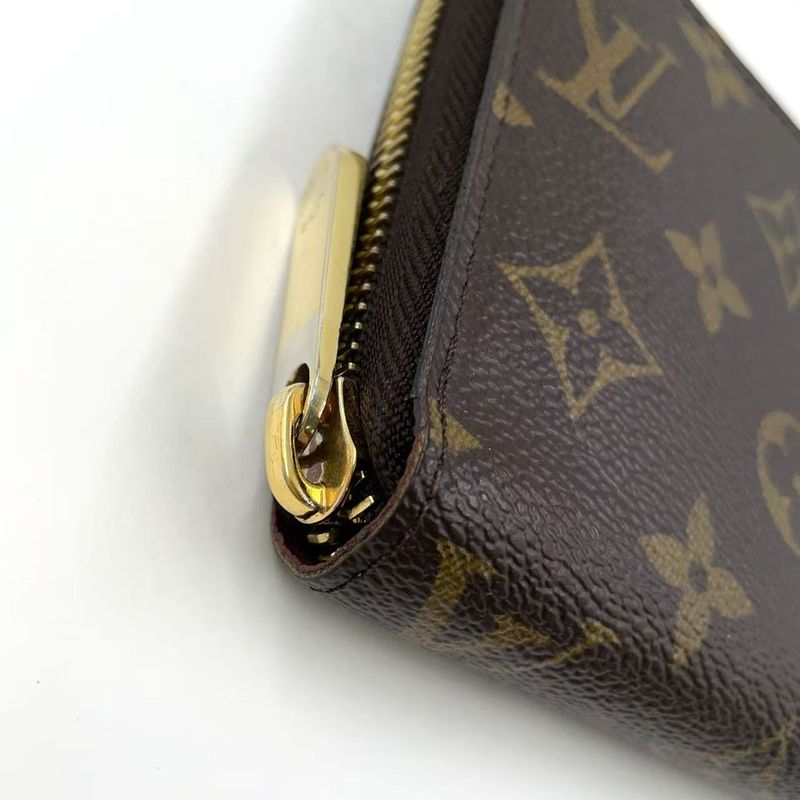 Louis Vuitton Zippy Wallet Monogram PVC Brown Round Zipper Long Wallet Gold