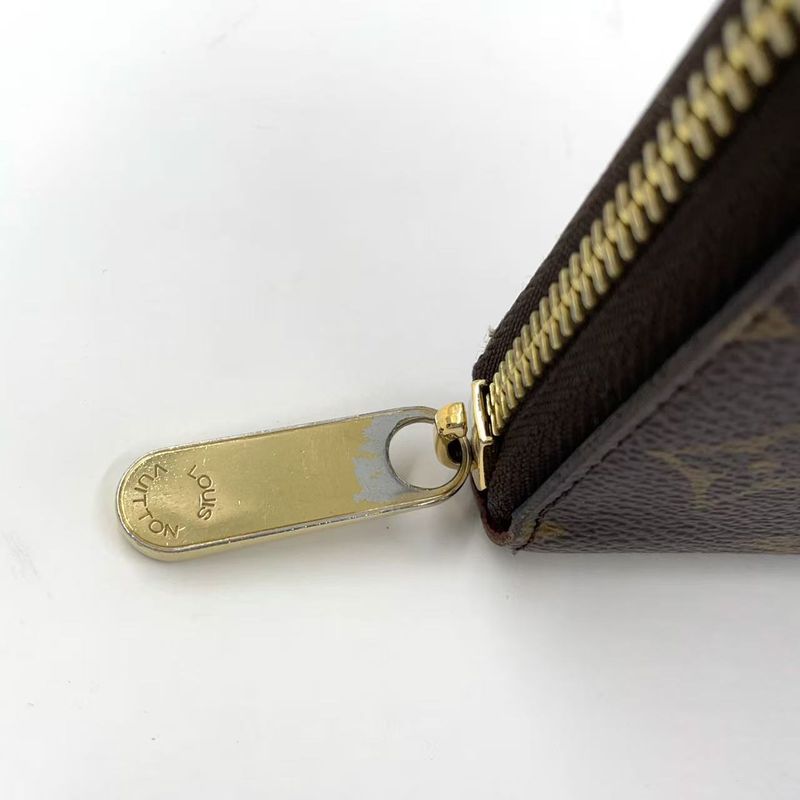 Louis Vuitton Zippy Wallet Monogram PVC Brown Round Zipper Long Wallet Gold