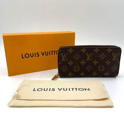 Louis Vuitton Zippy Wallet Monogram PVC Brown Round Zipper Long Wallet Gold