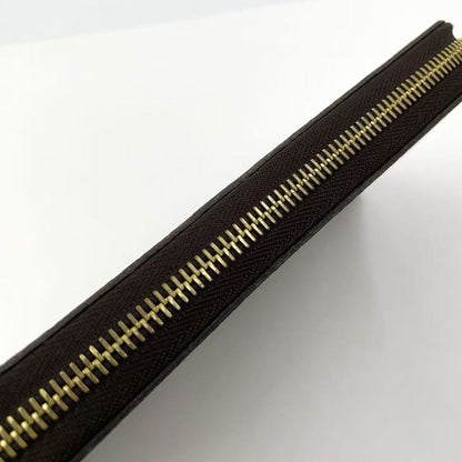 Louis Vuitton Zippy Wallet Monogram PVC Brown Round Zipper Long Wallet Gold