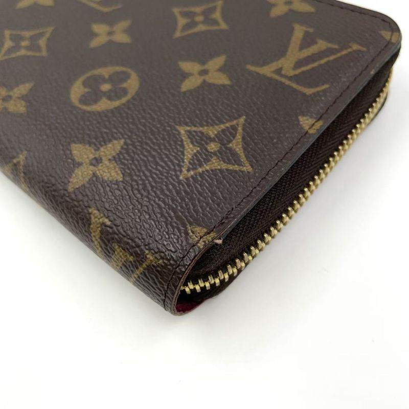 Louis Vuitton Zippy Wallet Monogram PVC Brown Round Zipper Long Wallet Gold