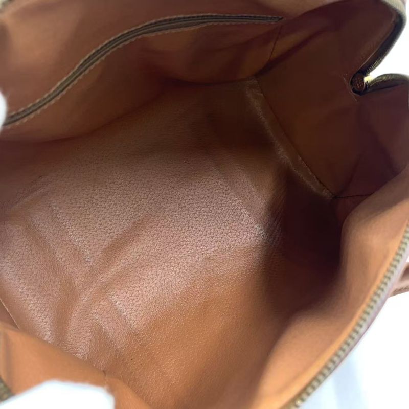 Celine Macadam Pattern Mini Leather X PVC Brown X Light Brown Boston Bag Gold