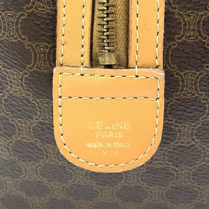 Celine Macadam Pattern Mini Leather X PVC Brown X Light Brown Boston Bag Gold