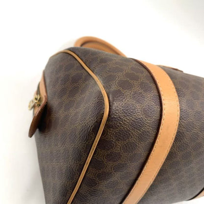 Celine Macadam Pattern Mini Leather X PVC Brown X Light Brown Boston Bag Gold