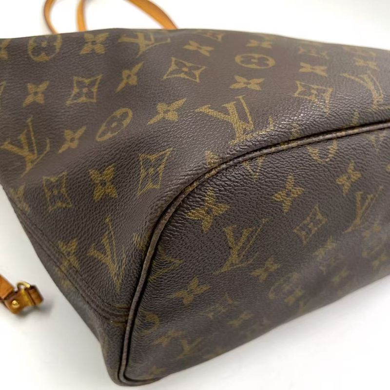 Louis Vuitton Neverfull MM Monogram Leather ×pvc Brown Tote Bag Gold M40156