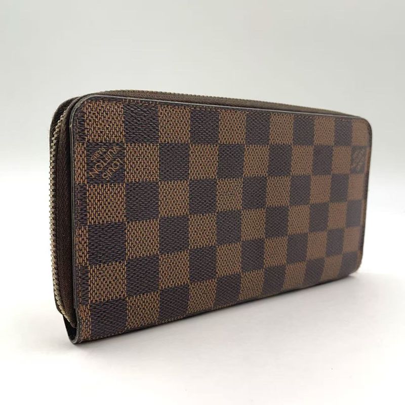 Louis Vuitton Zippy Wallet Damier Ebene Damier Ebene PVC Brown Round Zipper