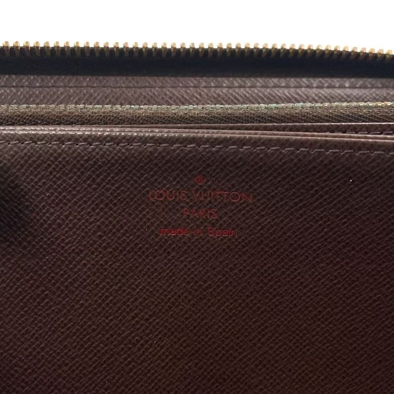 Louis Vuitton Zippy Wallet Damier Ebene Damier Ebene PVC Brown Round Zipper