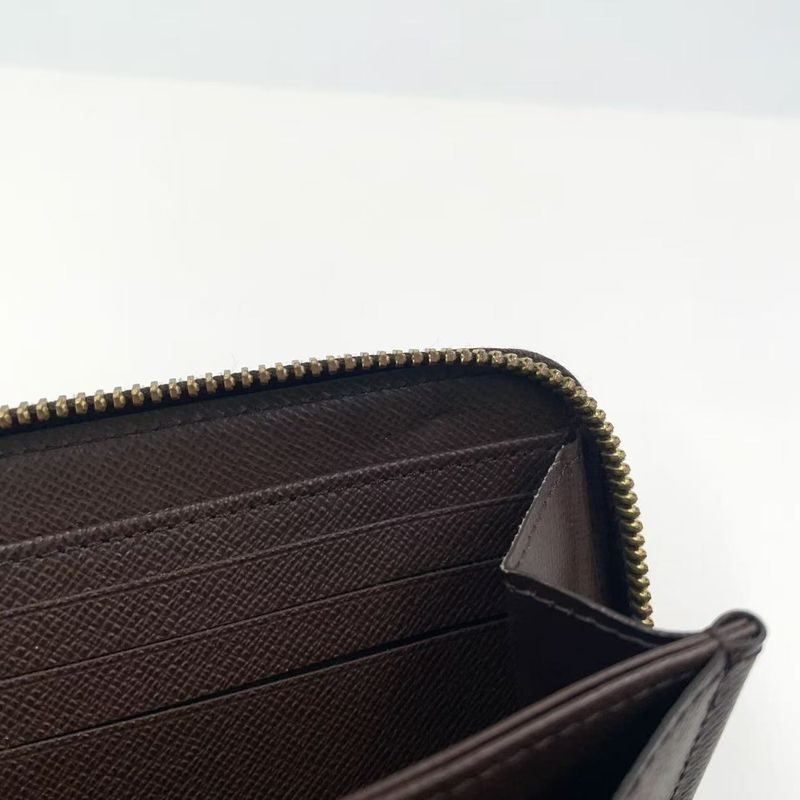 Louis Vuitton Zippy Wallet Damier Ebene Damier Ebene PVC Brown Round Zipper