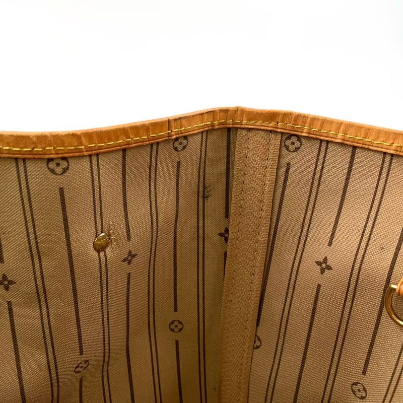 Louis Vuitton Neverfull MM Monogram Leather ×pvc Brown Tote Bag Gold M40156