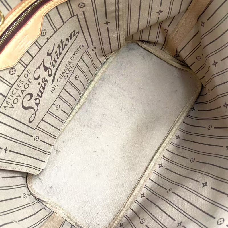 Louis Vuitton Neverfull MM Monogram Leather ×pvc Brown Tote Bag Gold M40156