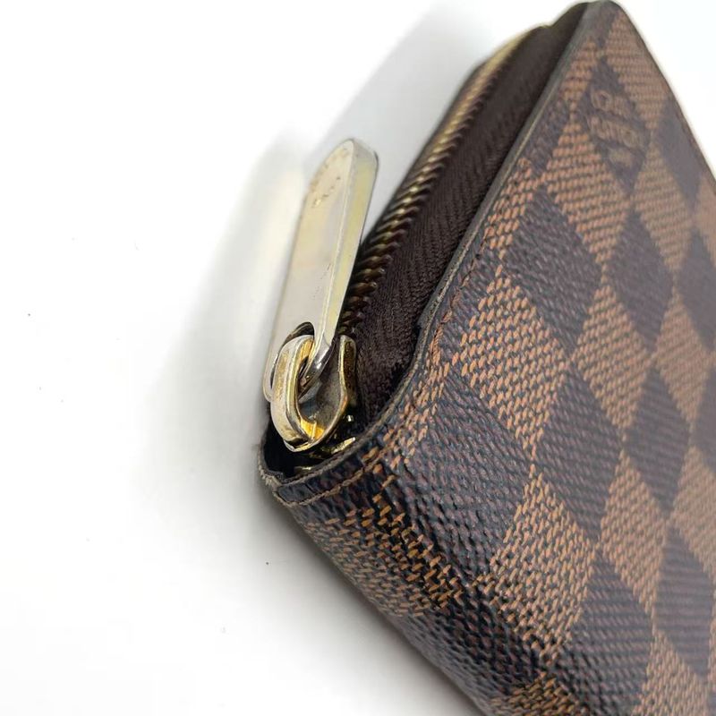 Louis Vuitton Zippy Wallet Damier Ebene Damier Ebene PVC Brown Round Zipper