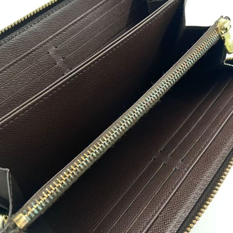 Louis Vuitton Zippy Wallet Damier Ebene Damier Ebene PVC Brown Round Zipper