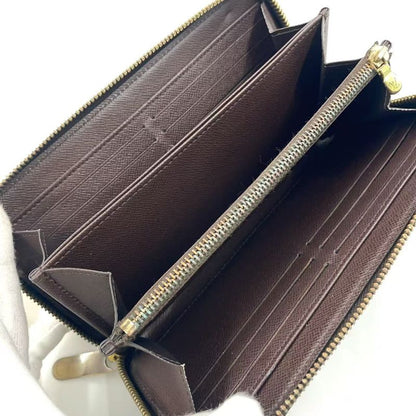 Louis Vuitton Zippy Wallet Damier Ebene Damier Ebene PVC Brown Round Zipper