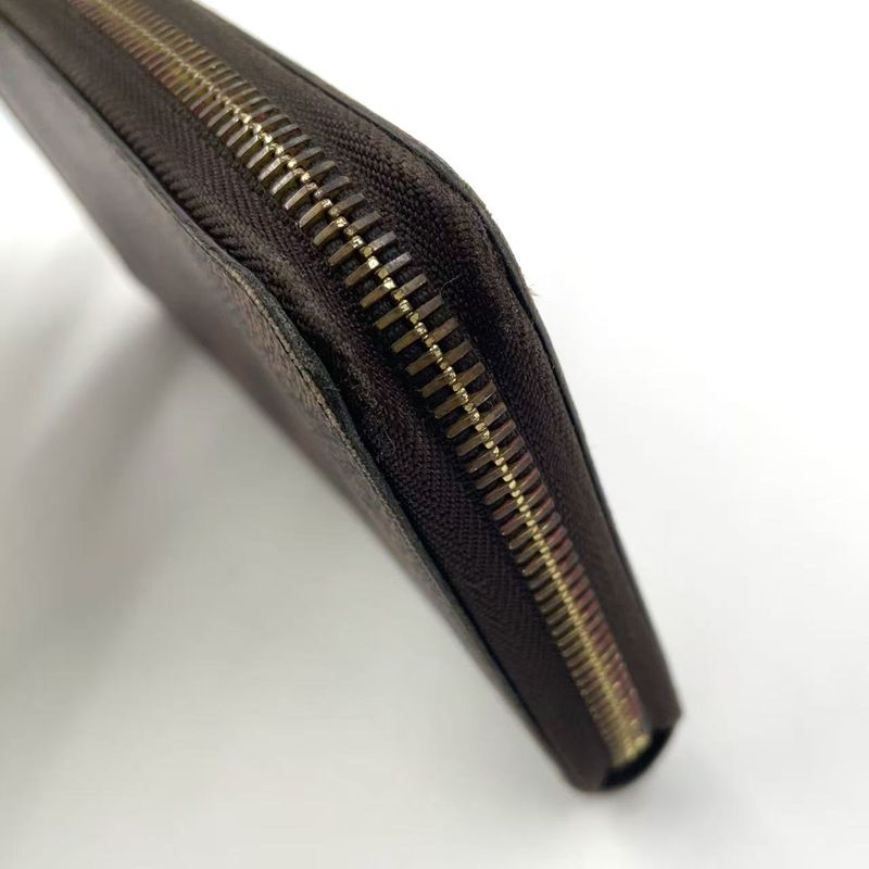 Louis Vuitton Zippy Wallet Damier Ebene Damier Ebene PVC Brown Round Zipper