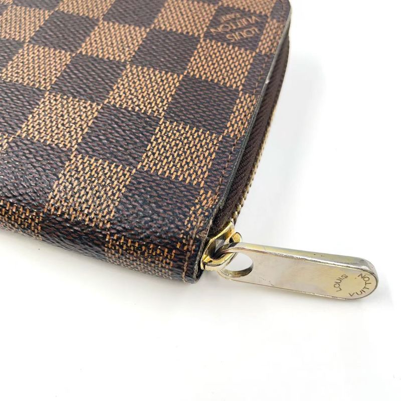 Louis Vuitton Zippy Wallet Damier Ebene Damier Ebene PVC Brown Round Zipper