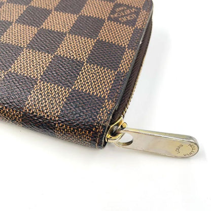Louis Vuitton Zippy Wallet Damier Ebene Damier Ebene PVC Brown Round Zipper