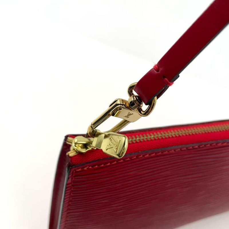 Louis Vuitton Pochette Accessory Epi Castilian Red Leather Red Handbag Gold