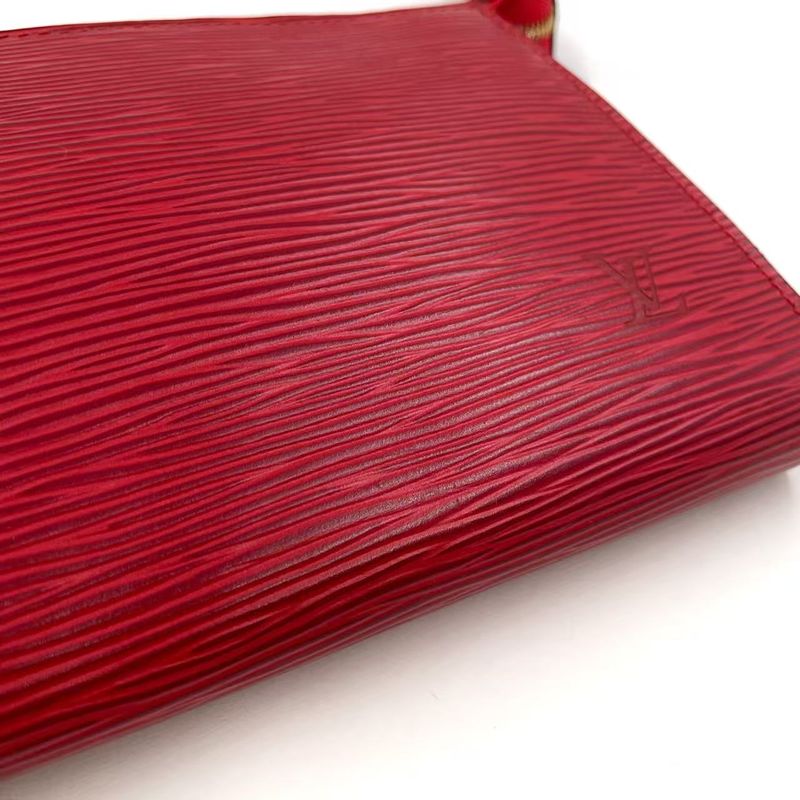 Louis Vuitton Pochette Accessory Epi Castilian Red Leather Red Handbag Gold